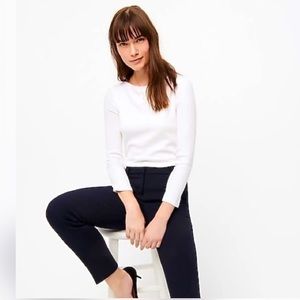 J. Crew Womens Size M Ribbed Bateau Neckline Lightweighf Long Sleeves Top White